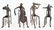 A Set of Four Patinated Metal Seatd Figures.
