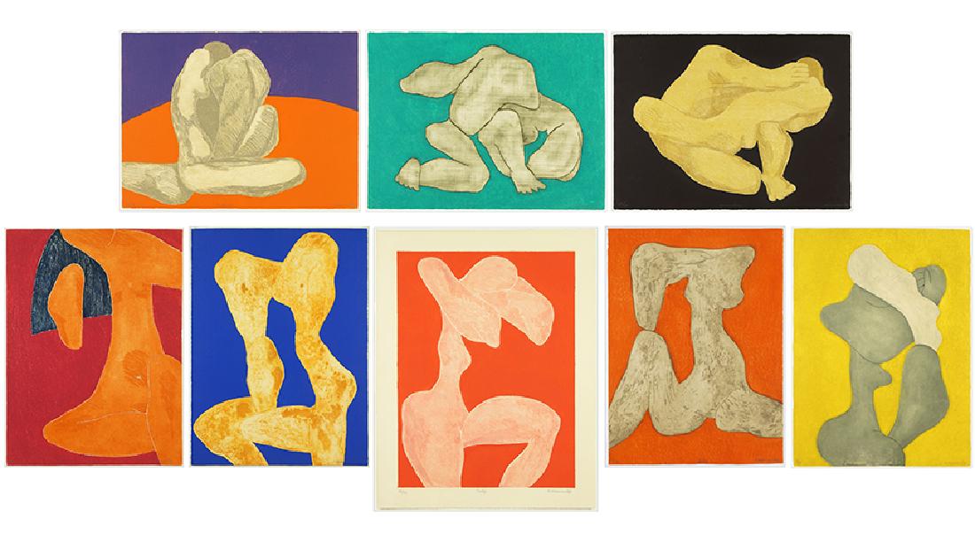 Barbara Kwasniewska (Polish, B. 1931) Eight Color: Barbara Kwasniewska (Polish, B. 1931) Eight Color Aquatints. Each pencil signed lower right and numbered from editions of 40 or 50, unframed Each: 30" x 22.25"