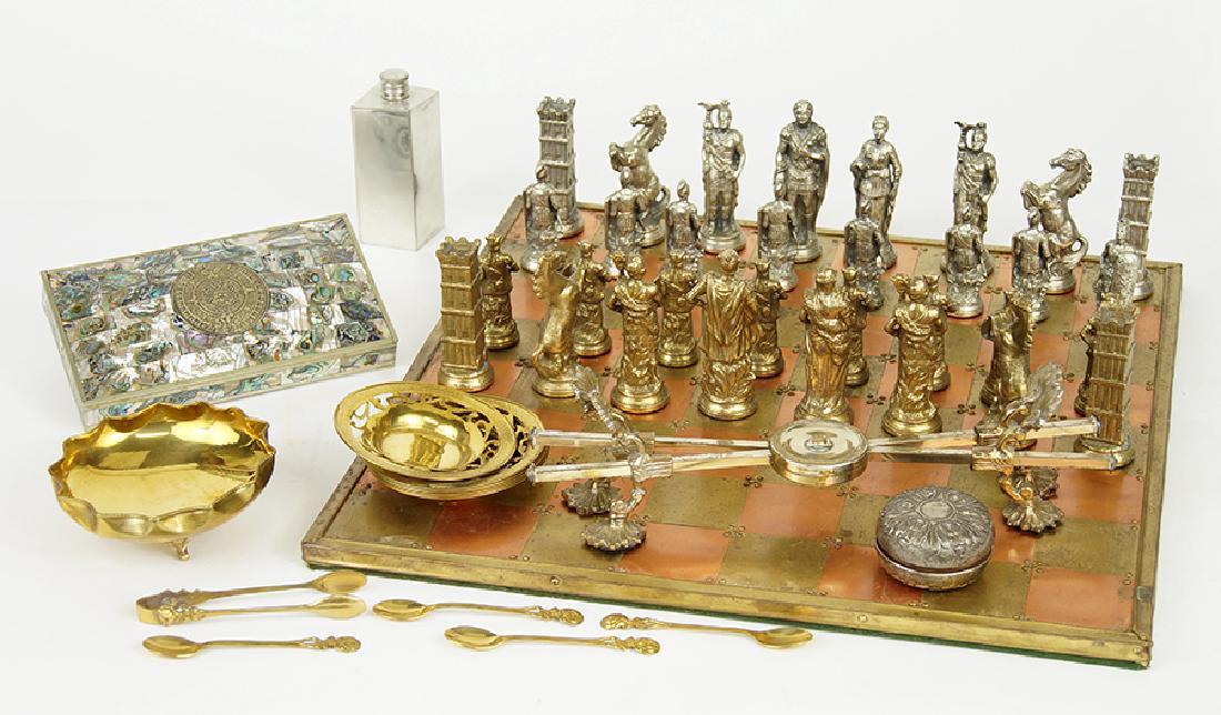 A Cast Metal Chess Set. (1 of 1)