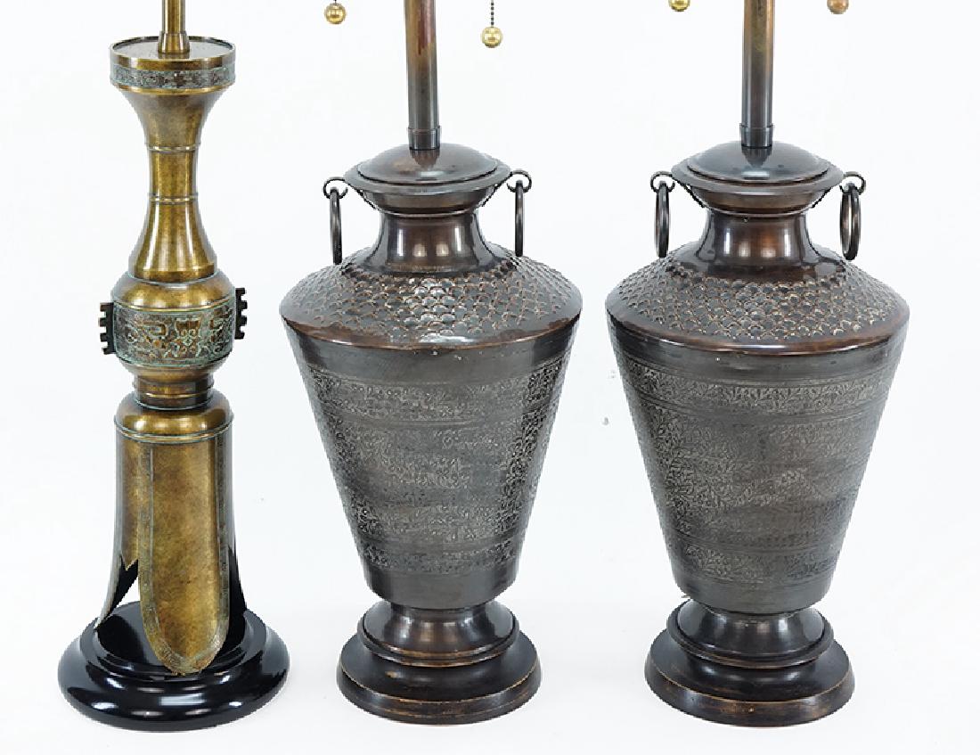 A Pair of Marbro Patinated Metal Table Lamps. (1 of 2)