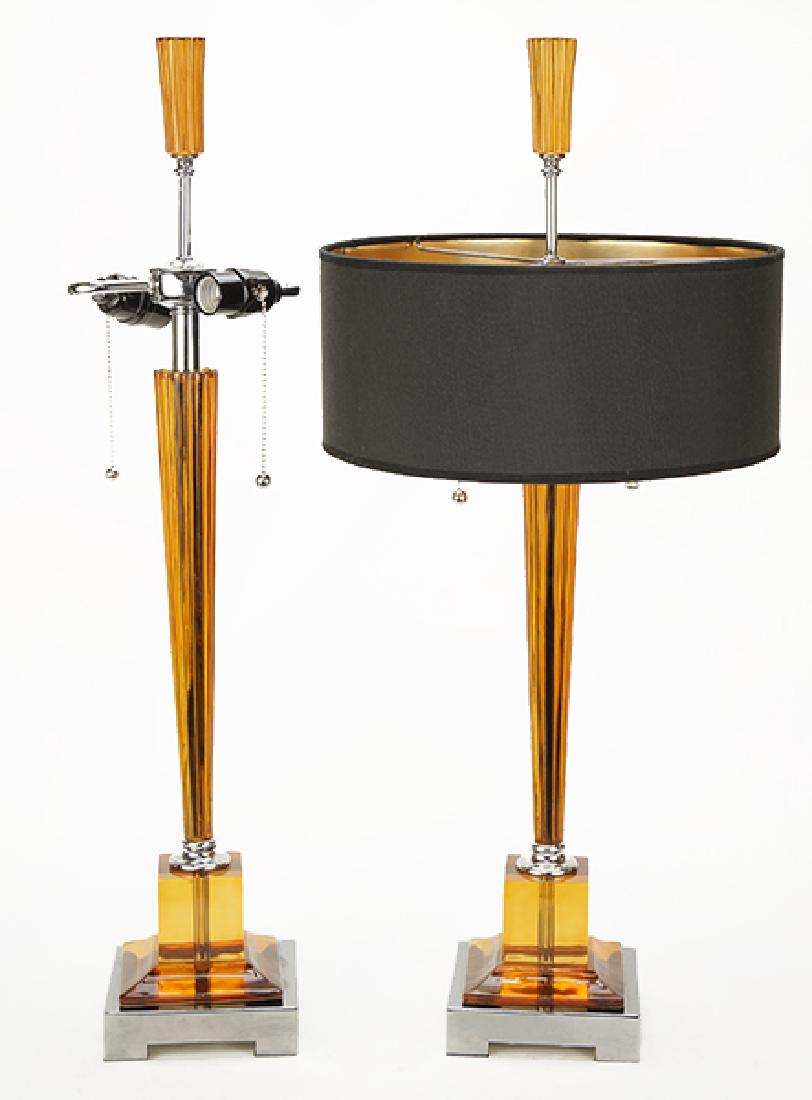 A Pair of Amber Acrylic Decorative Lamps. (1 of 1)