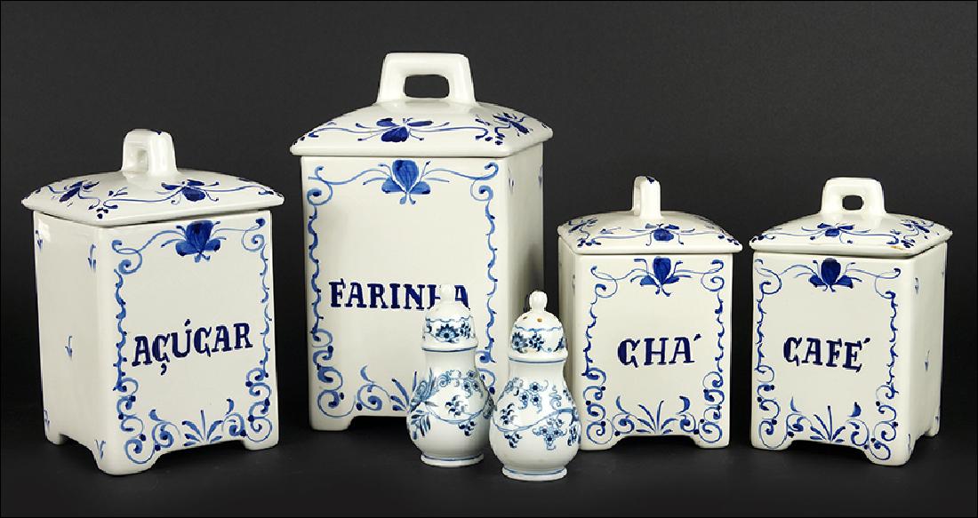 Blue and White Portuguese Canister Set. (1 of 1)