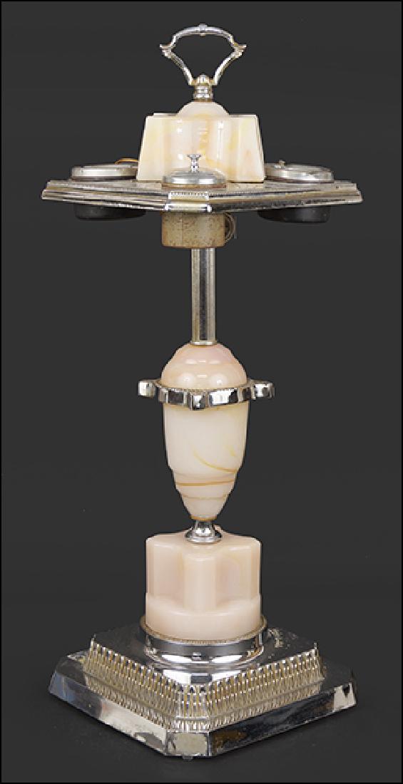 Onyx and Chrome Art Deco Floor Smoking Stand. (1 of 1)