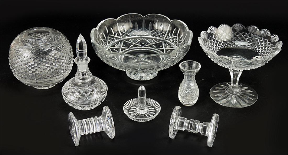 A Collection of Waterford Crystal.: A Collection of Waterford Crystal. Comprising a center bowl, a rose bowl, a compote, a scent bottle, a bud vase, and two knife rests