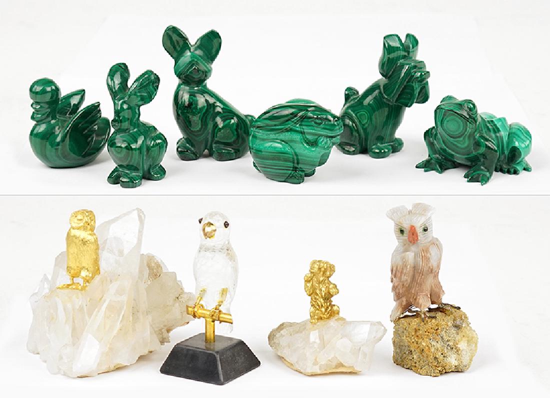 Six Carved Malachite Animals. (1 of 1)