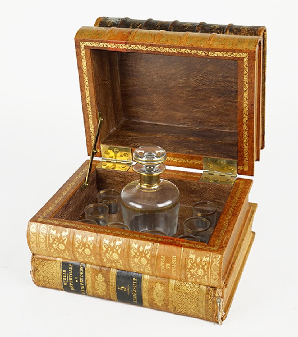 A French Leather Tantalus. (1 of 1)