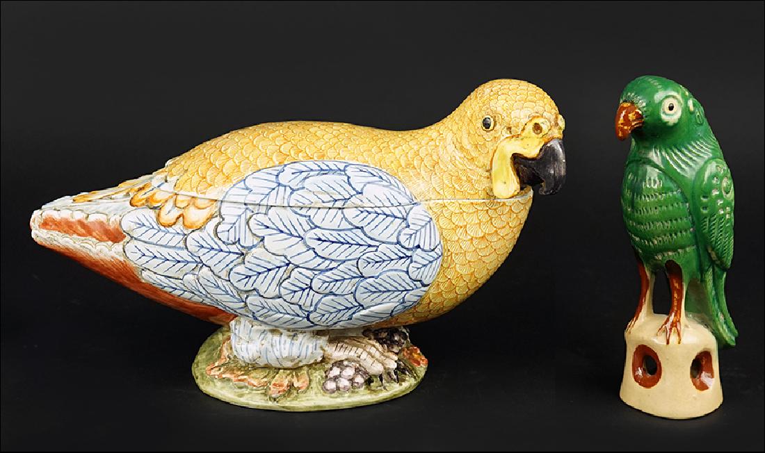 A Majolica Bird Form Covered Dish. (1 of 1)