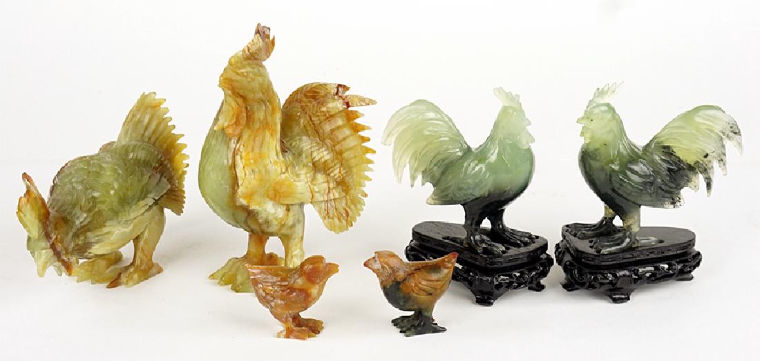 A Pair of Carved Jade Chickens. (1 of 1)