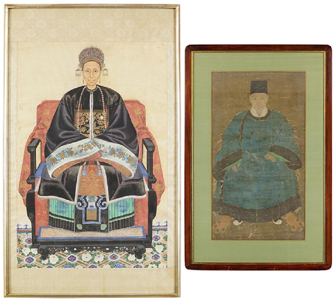 Two Framed Chinese Ancestral Portraits. (1 of 1)