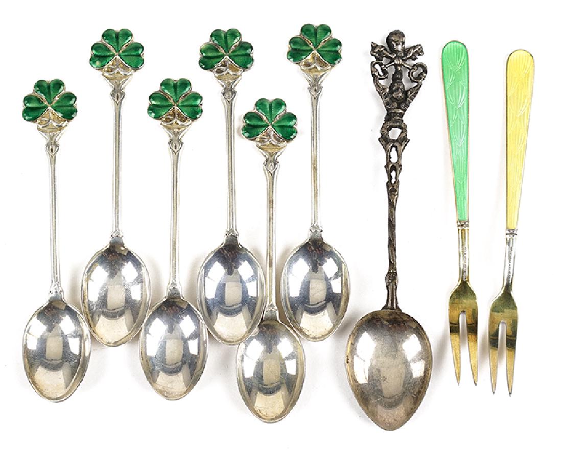 A Set of Six English Silver Demitasse Spoons. (1 of 1)