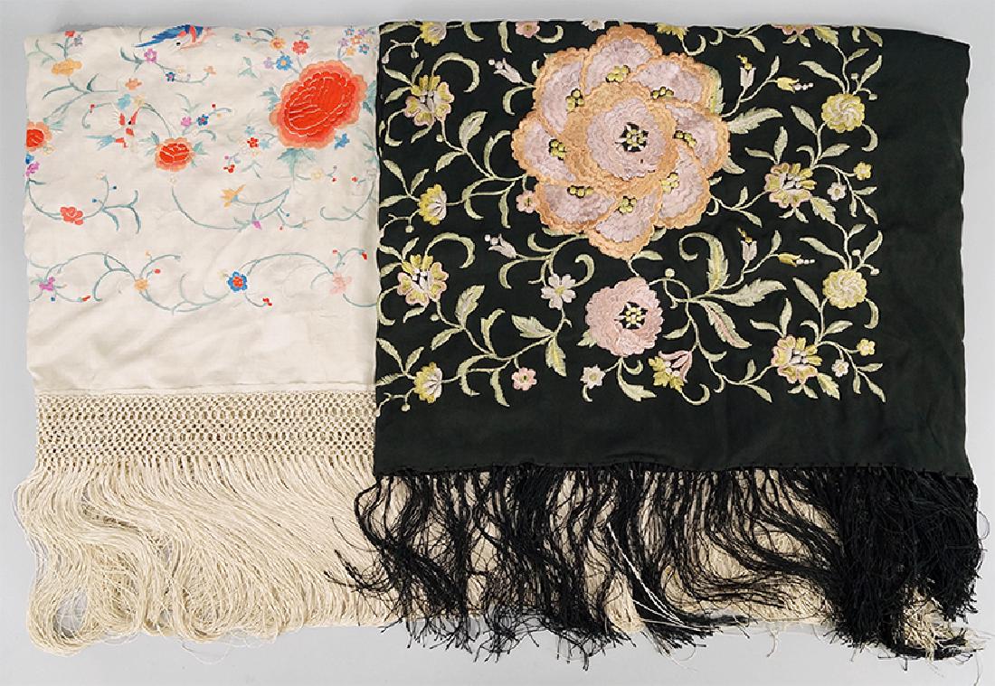Two Embroidered Silk Piano Shawls. (1 of 1)