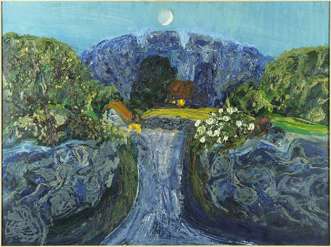 Beeching (American, 20th Century) Landscape.: Beeching (American, 20th Century) Landscape. Oil on masonite, signed lower right. Provenance: Marshall Field & Co., Chicago Canvas: 35.75" x 47.75" Frame: 39" x 51"