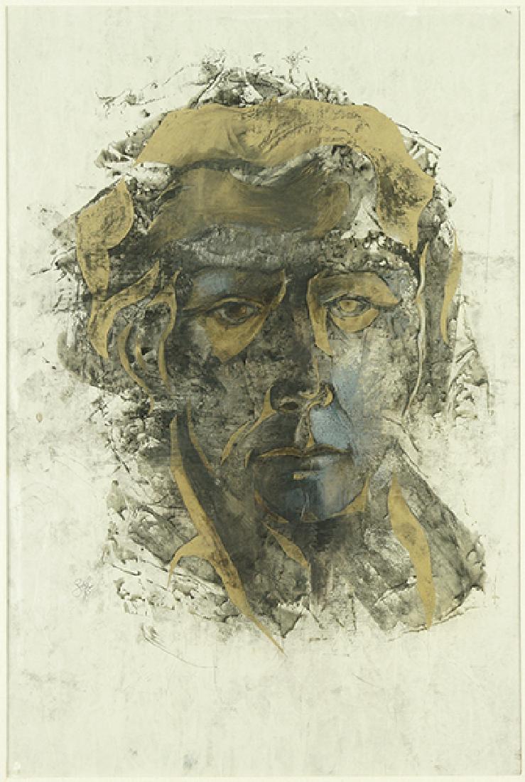 Zubel Kachadoorian (American, B. 1924) 50 Plus 1: Zubel Kachadoorian (American, B. 1924) 50 Plus 1 (Self-Portrait). Monotype with charcoal, pencil signed lower left and dated '75. Provenance: The Arwin Galleries, Detroit 32" x 21.25" Frame: 40" x 29.