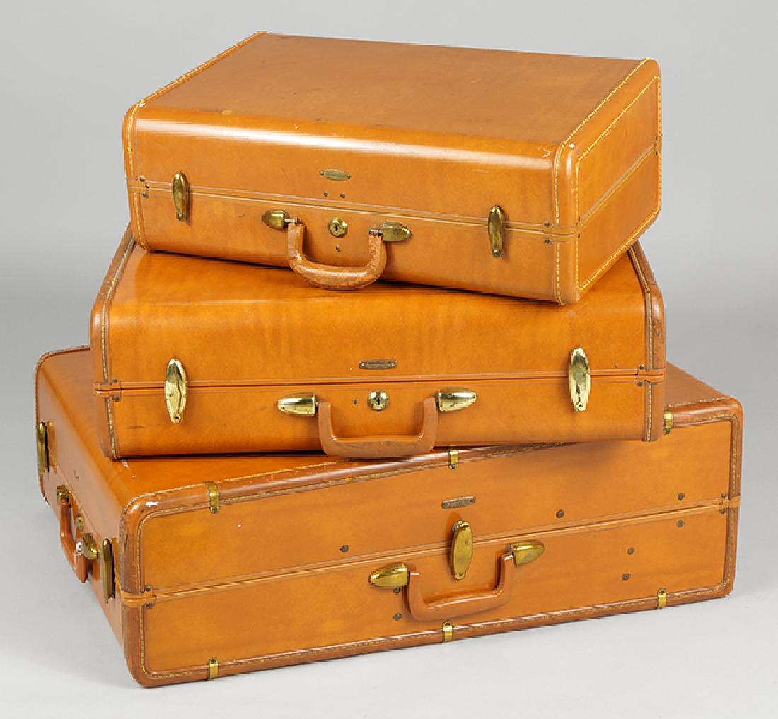 Vintage Stackable Hard Case Leather Luggage. (1 of 1)