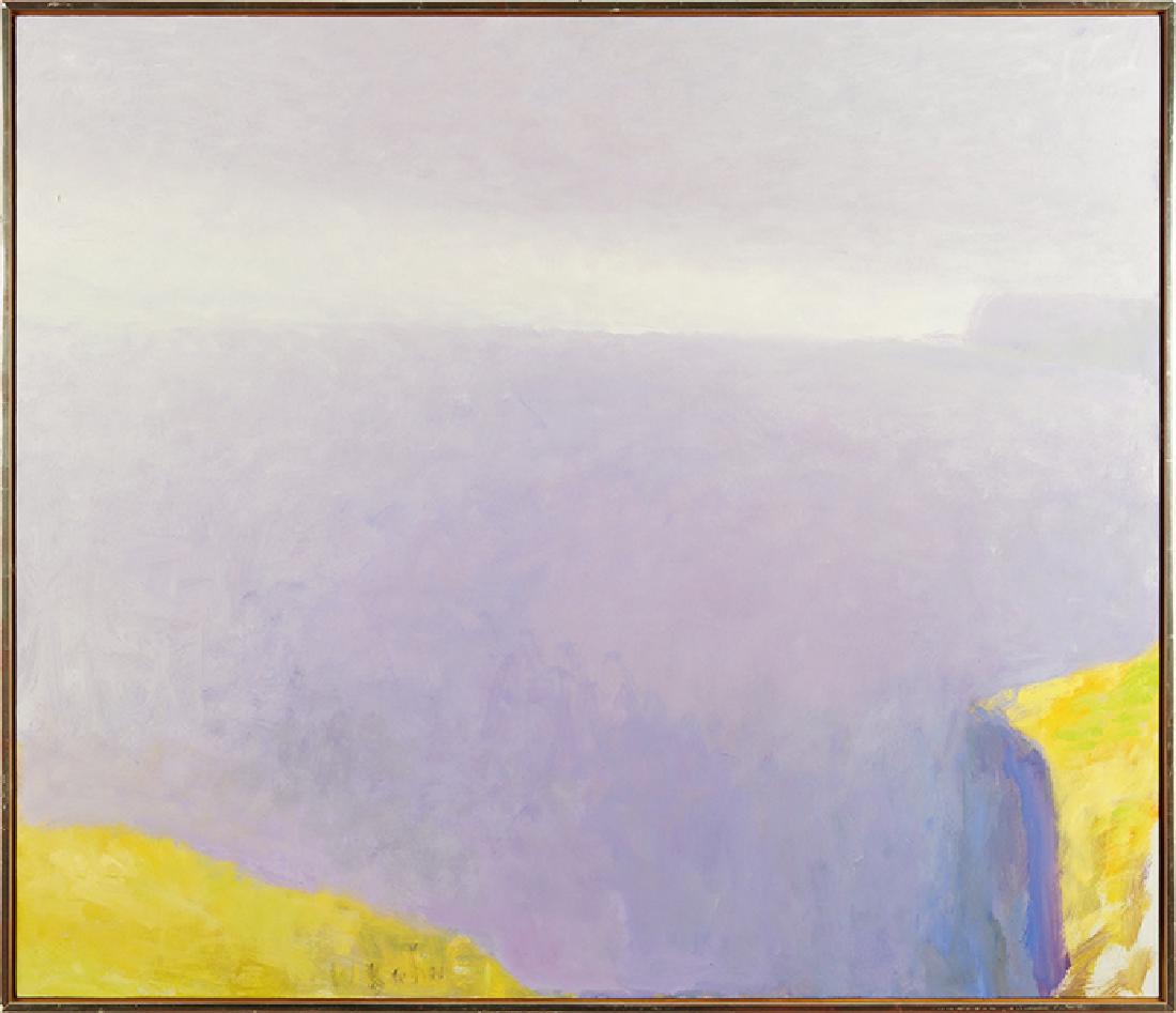 Wolf Kahn (American, B. 1927) Fog Bank.: Wolf Kahn (American, B. 1927) Fog Bank. Oil on canvas, signed lower left, titled on stretcher, and dated '2002/56' 36" x 42" Frame: 37" x 43"