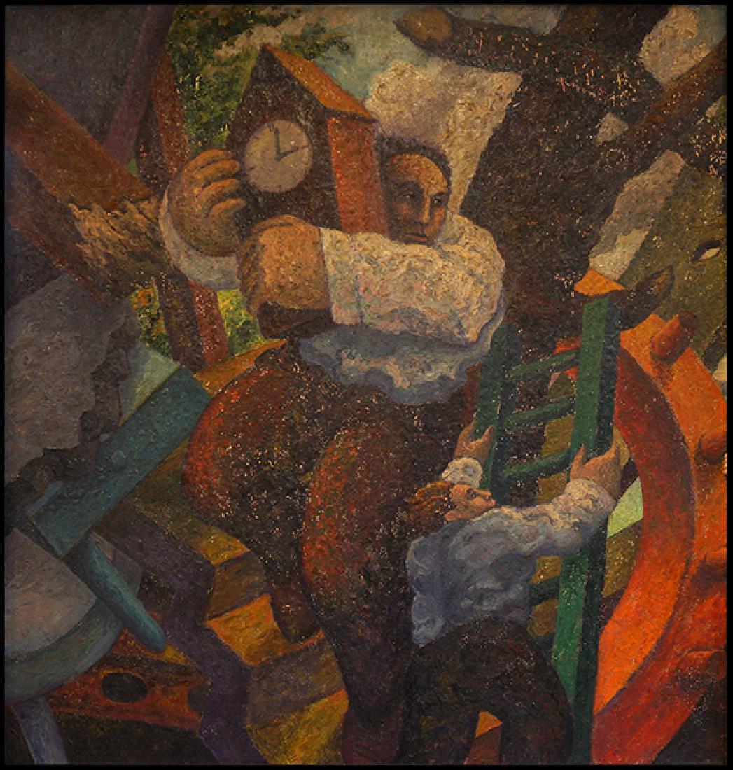 Robert Jessup (American, B. 1952) Accumulating: Robert Jessup (American, B. 1952) Accumulating Structures: Salvaged Time. Oil on canvas, signed, titled, and dated 1985 en verso 120" x 114" Frame: 121.5" x 115.5"