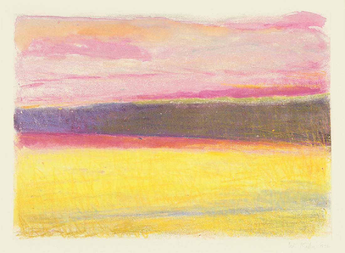 Wolf Kahn (American, B. 1927) Sunset #1.: Wolf Kahn (American, B. 1927) Sunset #1. Color monotype, pencil signed lower right and dated 1992 14.25" x 19.75" Frame: 26" x 31.25"