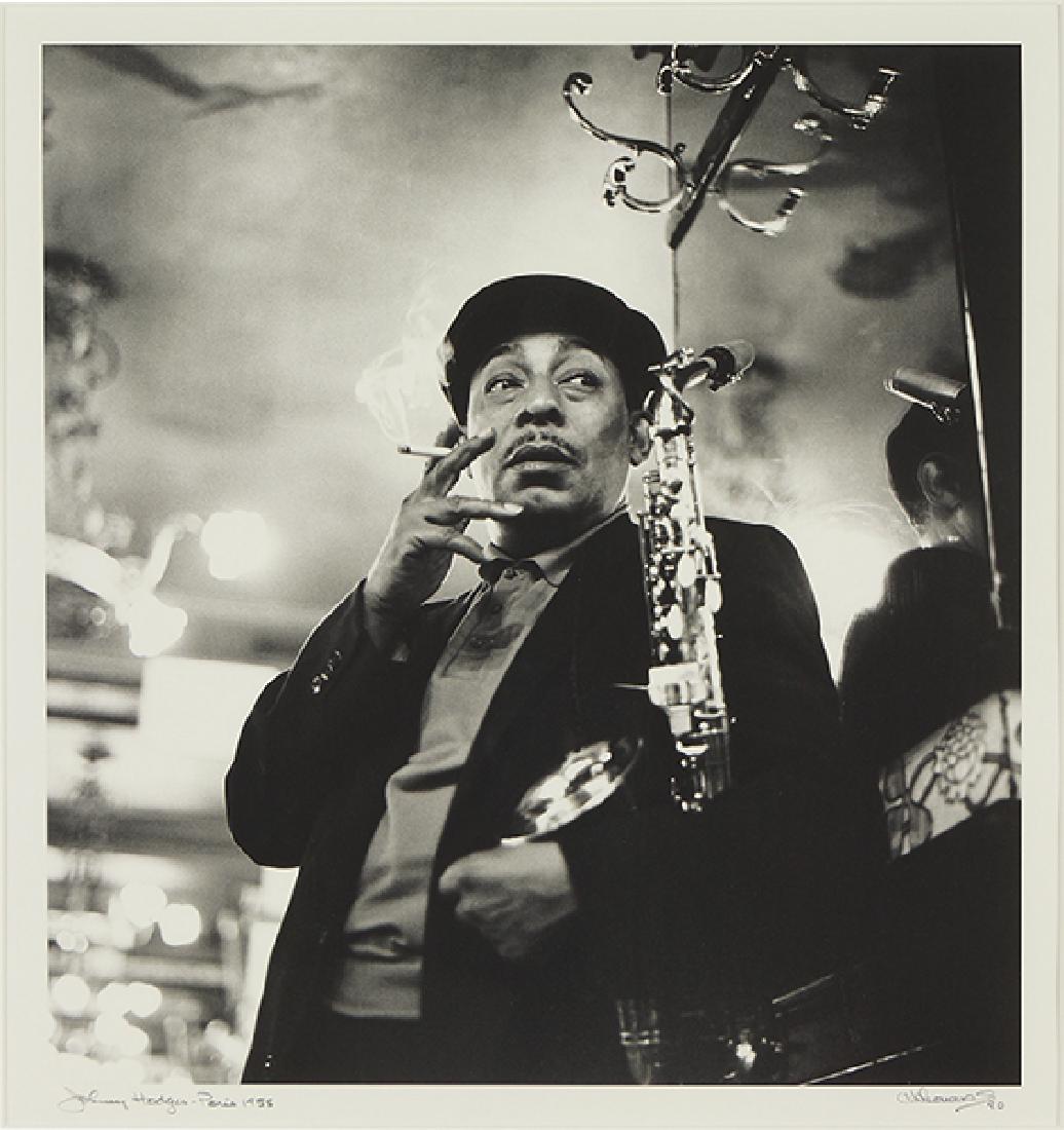 Herman Leonard (American, 1923-2010) Johnny Hodges,: Herman Leonard (American, 1923-2010) Johnny Hodges, Paris. Gelatin silver print, 1958 (printed 1990), pencil signed lower right, dated, and titled. Provenance: From Herman Leonard's 'Images of Jazz' :