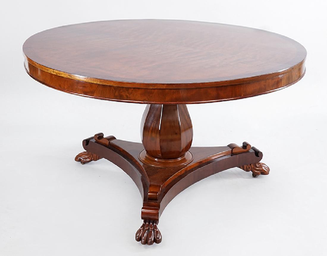 A Dutch Flame Mahogany Pedestal Table. (1 of 2)