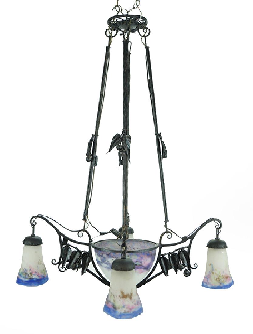A French Iron and Glass Hanging Fixture. (1 of 1)