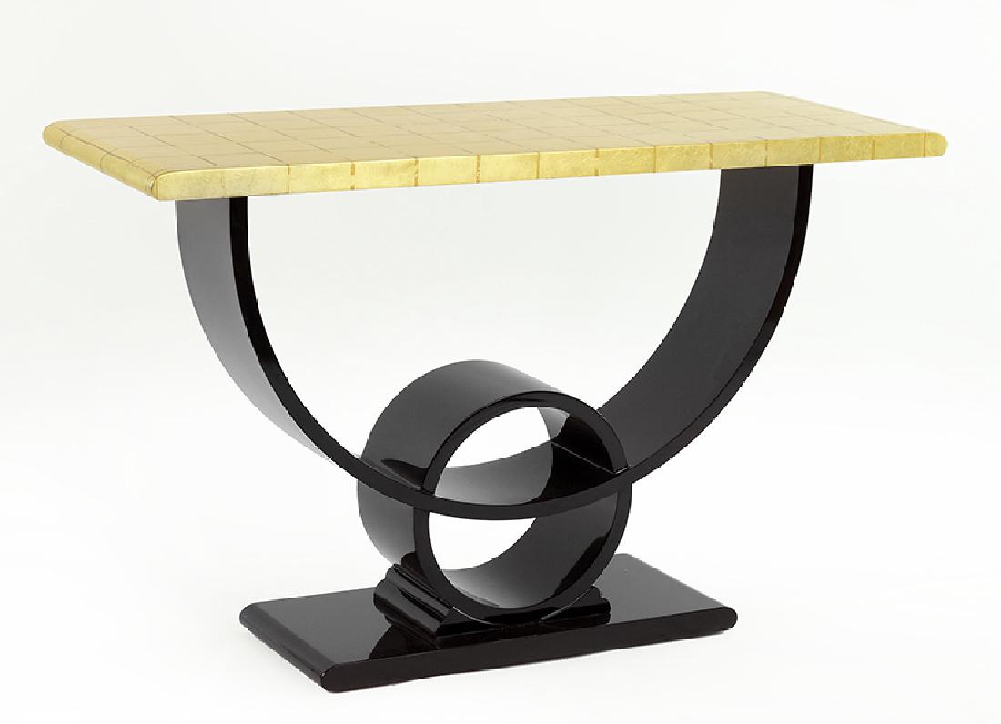 An Art Deco Style Gold Leaf and Black Lacquer Console (1 of 1)