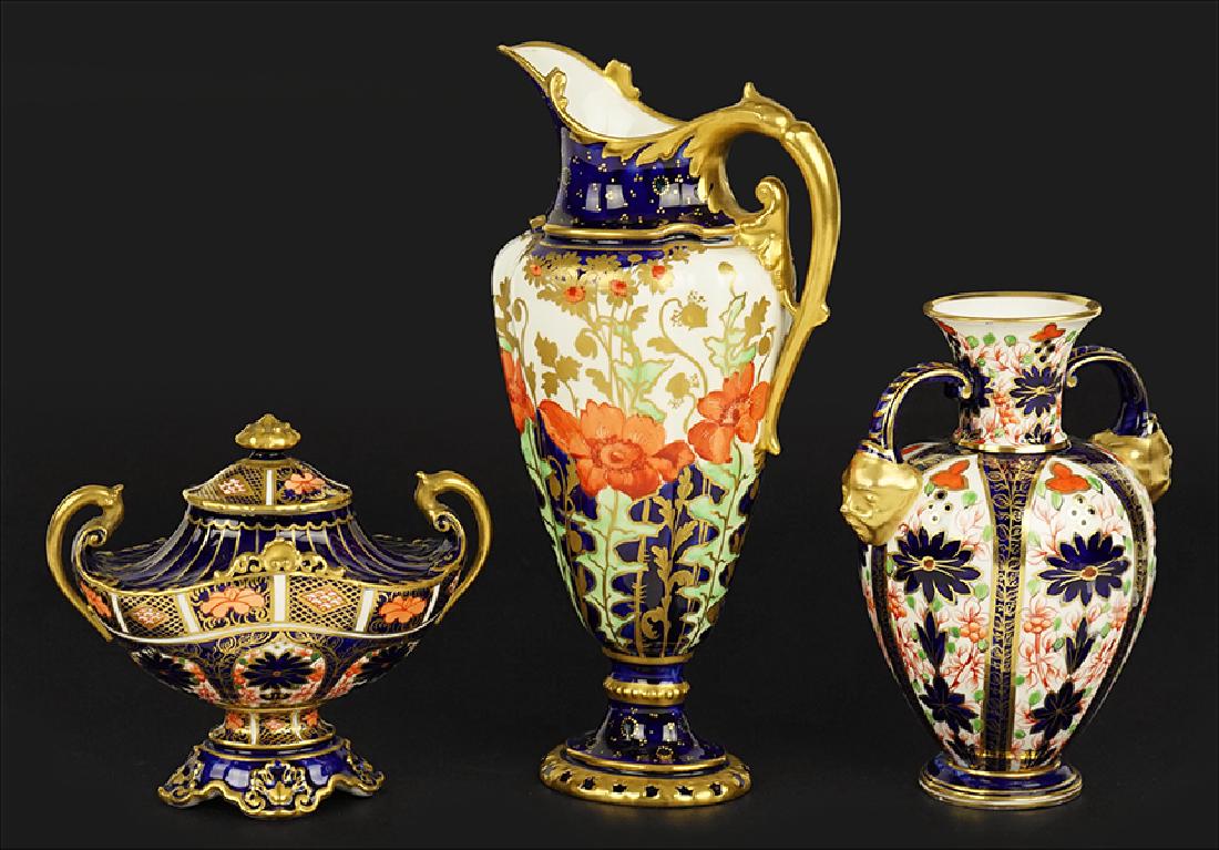 Three Royal Crown Derby Gilt Porcelain Table Articles. (1 of 1)