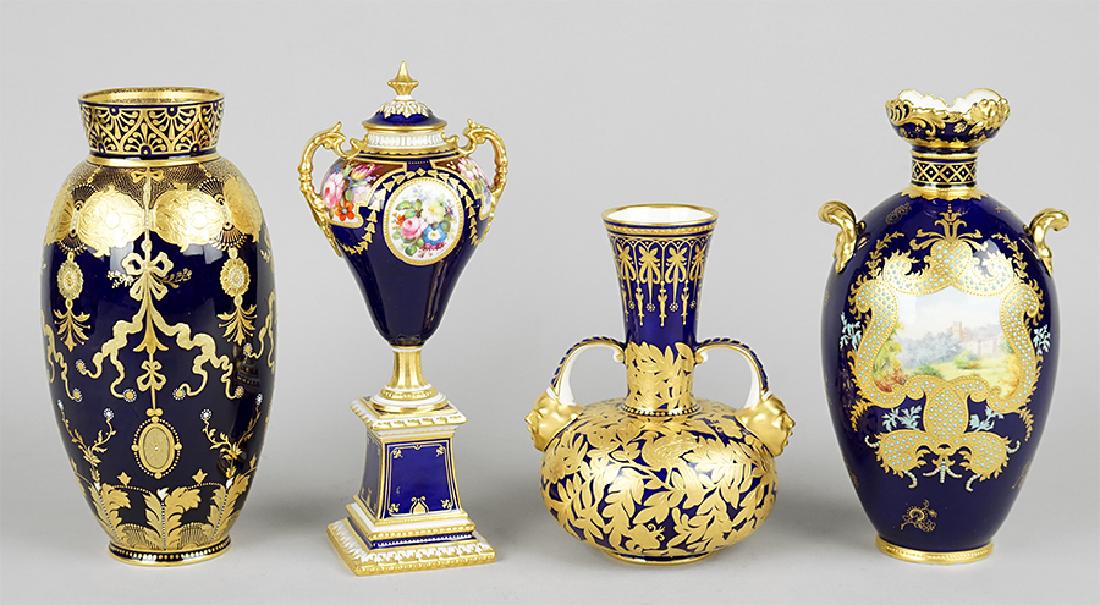 Four Royal Corwn Derby Gilt Porcelain Table Articles. (1 of 1)