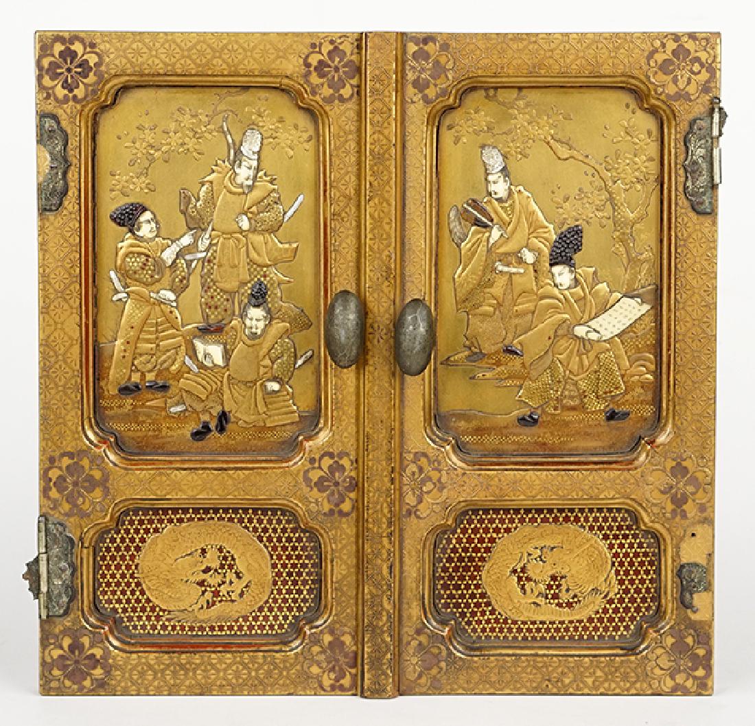 A Pair of 19th Century Gilt Wood Japanese Doors.