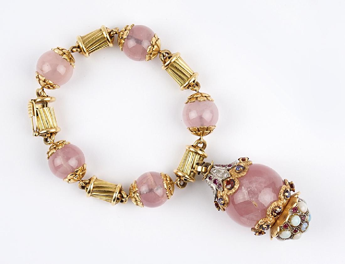 A Rose Quartz Charm Bracelet. (1 of 1)