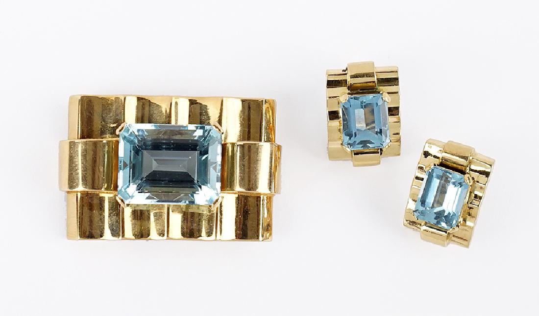 A Retro Aquamarine Demi-Parure. (1 of 1)