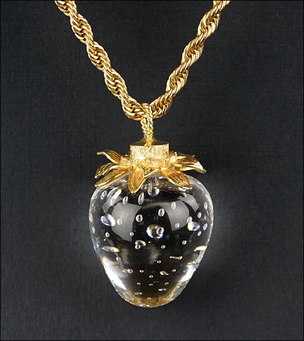 A Steuben Strawberry Pendant Necklace. (1 of 1)