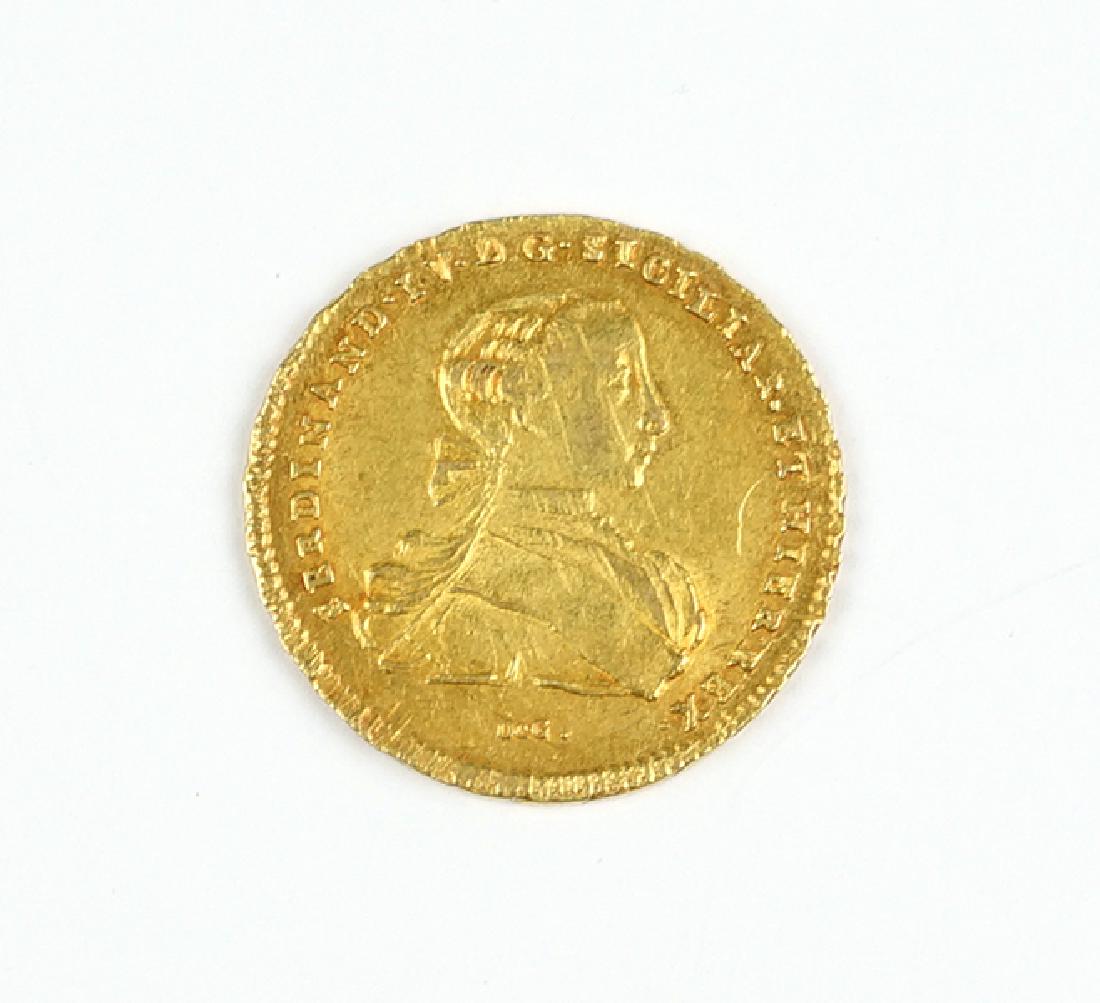 A Spanish Gold Coin.: A Spanish Gold Coin. Depicting Ferdinand IV and dated 1767 Wt: 8.8 grams