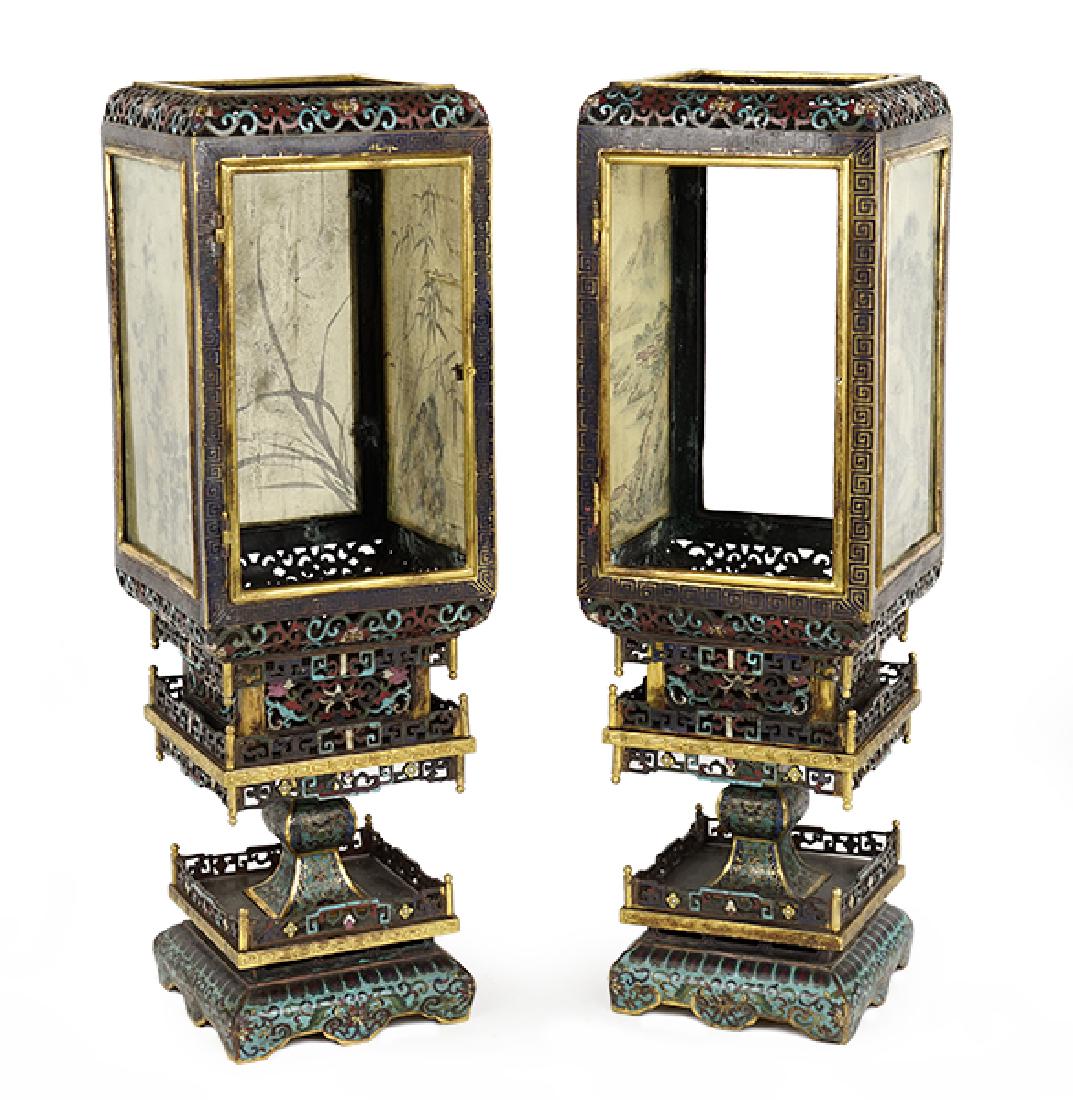 A Pair of Chinese Gilt Bronze Cloisonne Lanterns. (1 of 10)