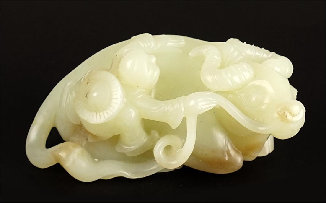 A Celadon Nephrite Jade Figural Group. (1 of 2)