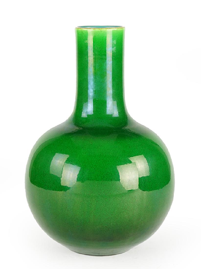 A Chinese Green Glazed Bottle Vase. (1 of 1)
