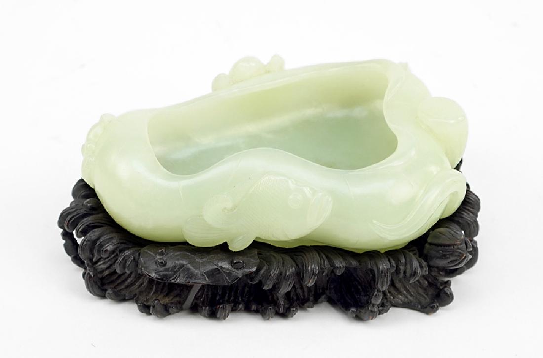A Chinese White Jade Lotus Form Brush Washer. (1 of 3)