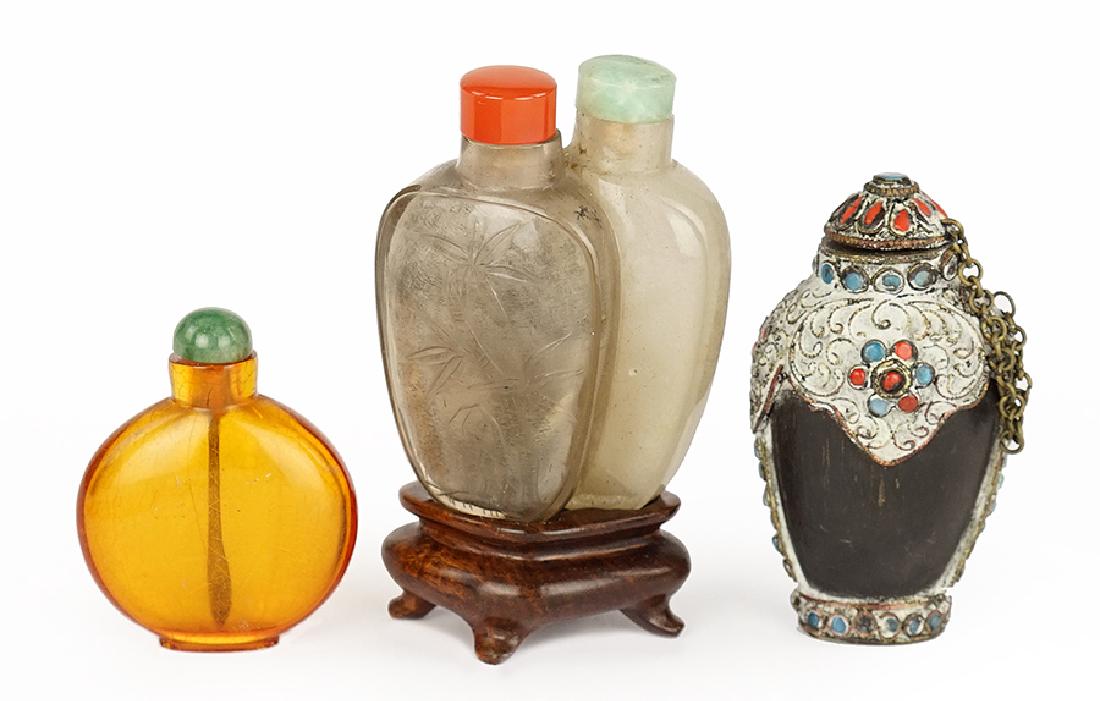 A Chinese Carved Quartz Double Snuff Bottle. (1 of 1)