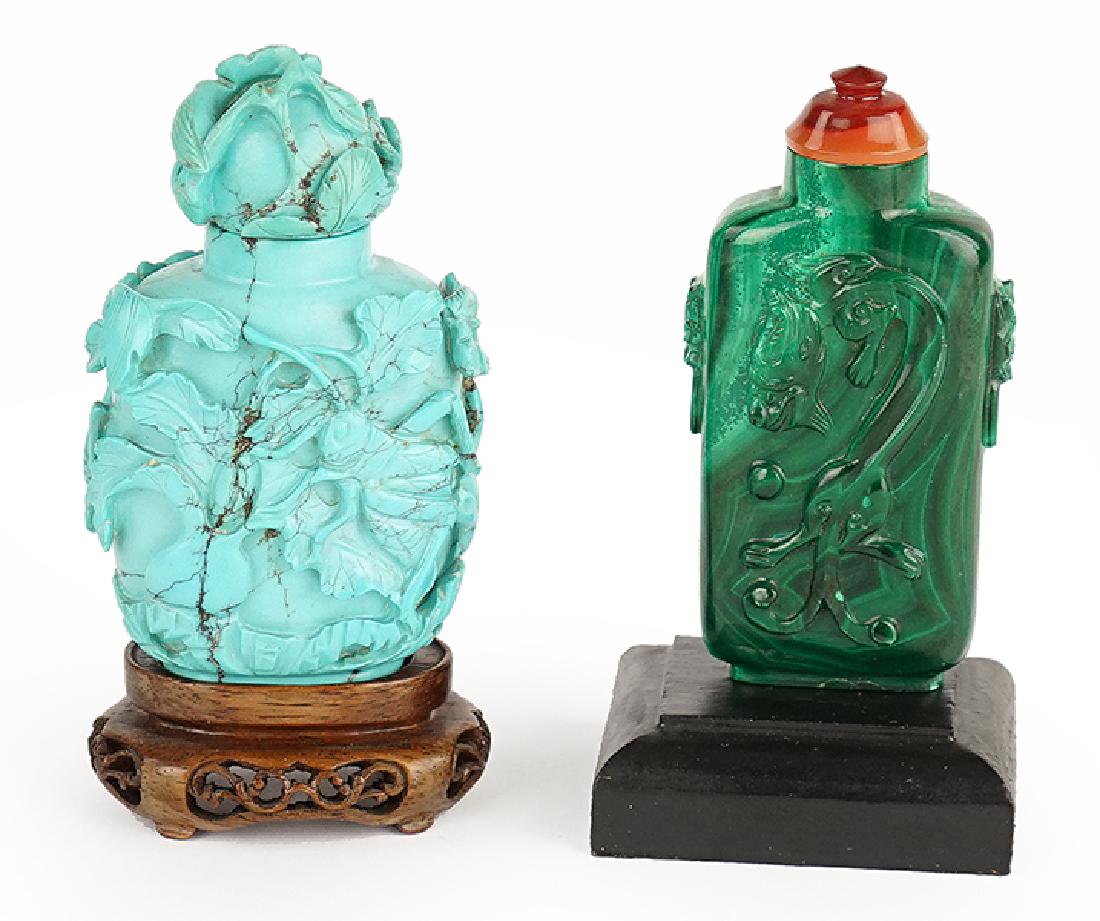 A Carved Malachite Snuff Bottle. (1 of 1)