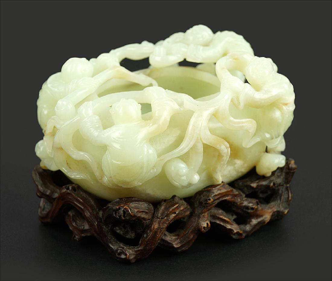 A Chinese White Jade Lingzhi Form Brush Washer. (1 of 10)