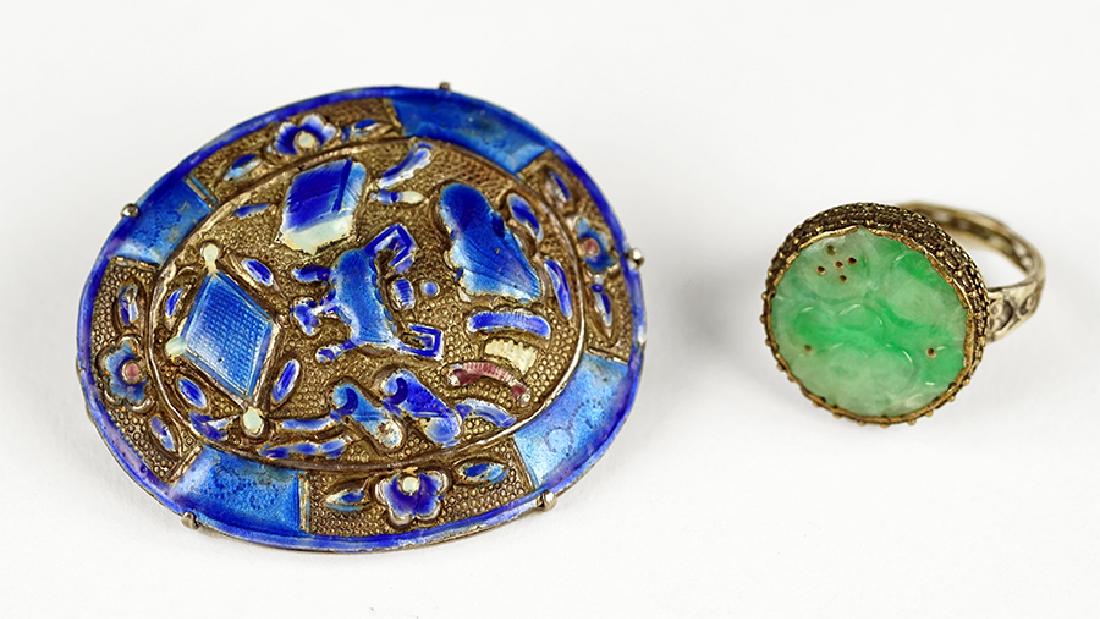 A Chinese Enamel and Silver Clip. (1 of 1)