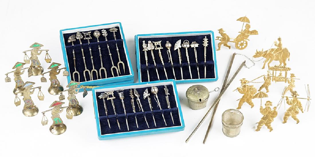 A Collection of Sterling Silver Cocktail Picks. (1 of 1)