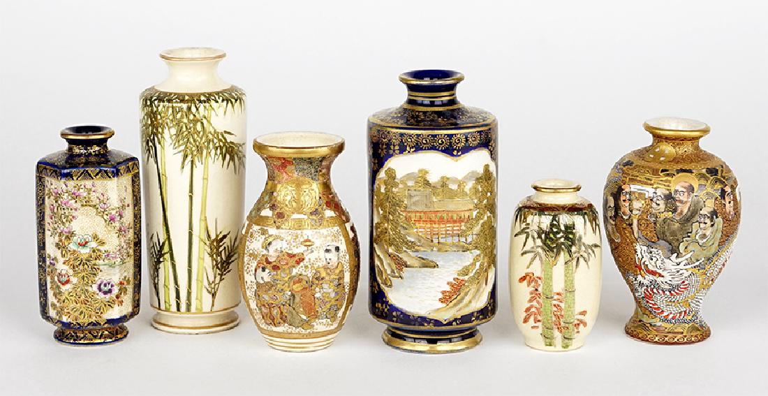 A Collection of Six Japanese Satsuma Cabinet Vases. (1 of 1)