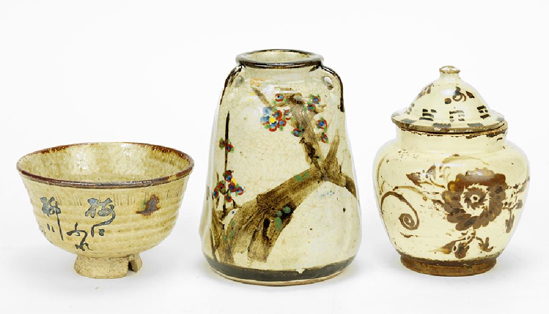 Three Japanese Glazed Ceramic Items. (1 of 1)