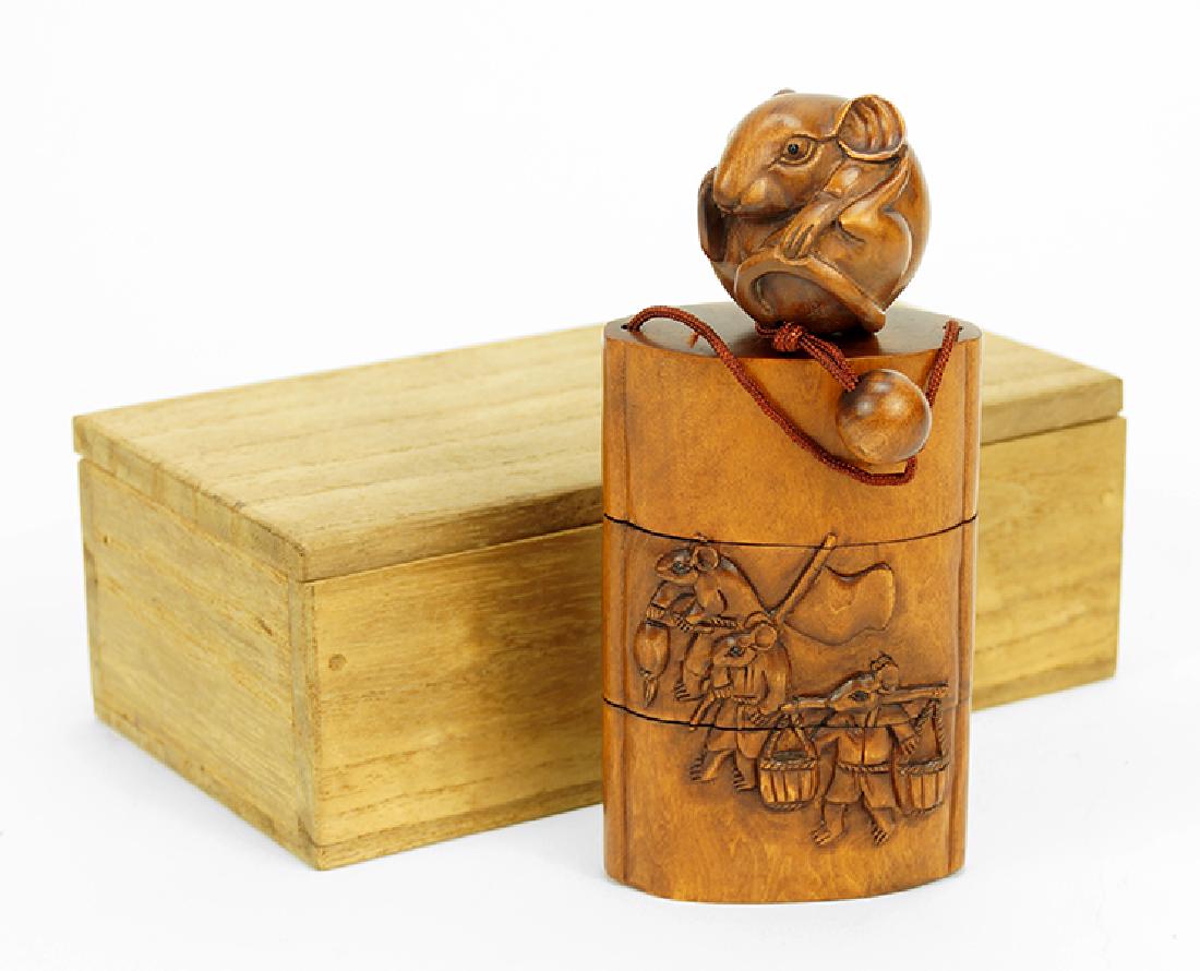 A Japanese Carved Wood Inro. (1 of 1)