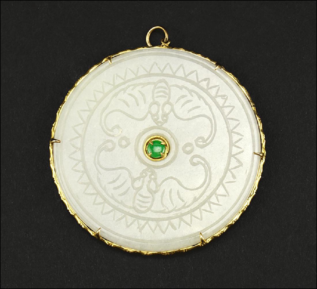 A 14K Gold and Lavender Jade Pendant. (1 of 4)