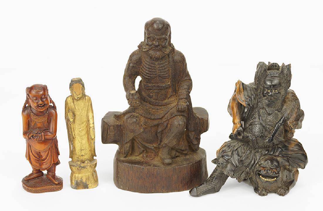 Two Japanese Carved Wood Figures. (1 of 1)