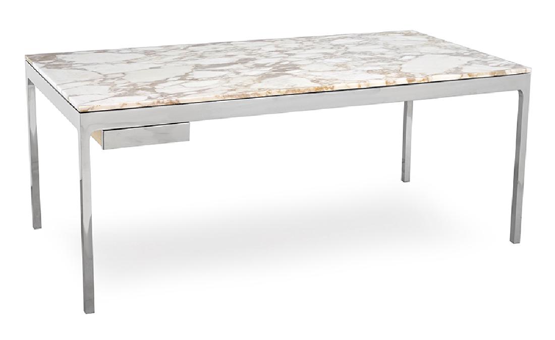 A Chrome and Marble Desk. (1 of 8)