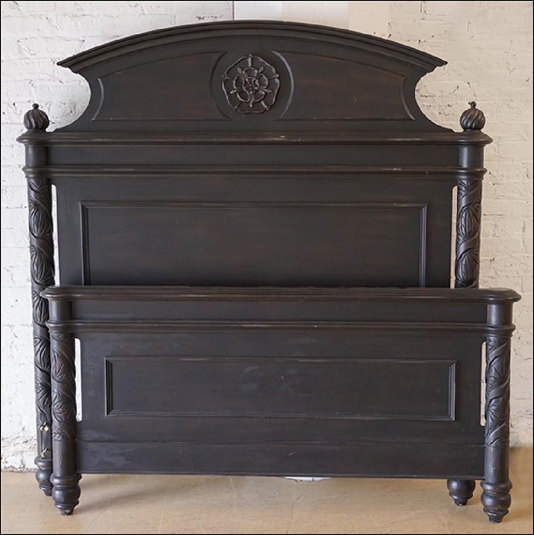 An Ebonized Wood Bed Frame. (1 of 1)