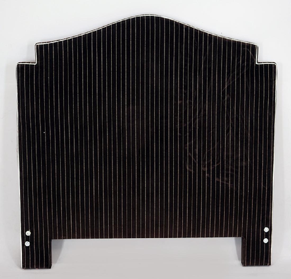 A Brown Velvet Pin Striped Headboard.: A Brown Velvet Pin Striped Headboard. Height: 54"