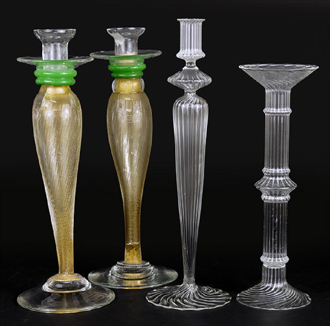 A Pair of Venetian Glass Candlesticks. (1 of 1)